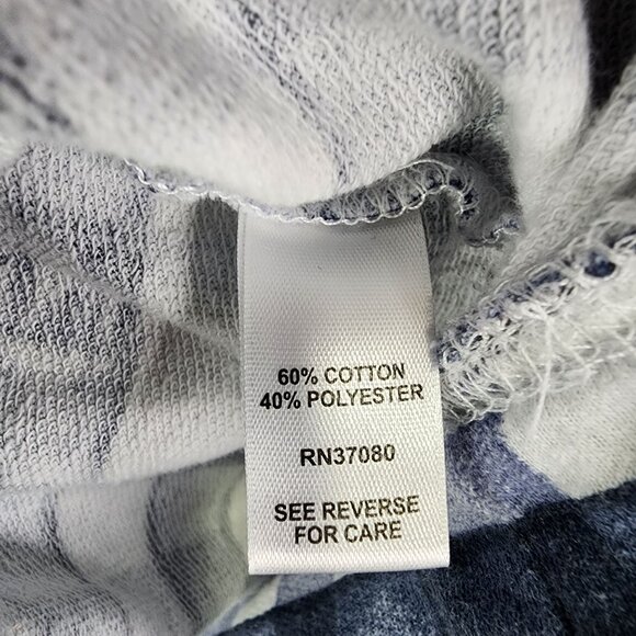 Womens Blue & White Checkered Hoodie Shirt Cold Shoulder Long Sleeve Size L - Picture 6 of 10